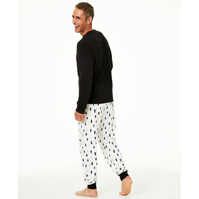 NWT Family PJs Men Trees Pajama Set Black & White S