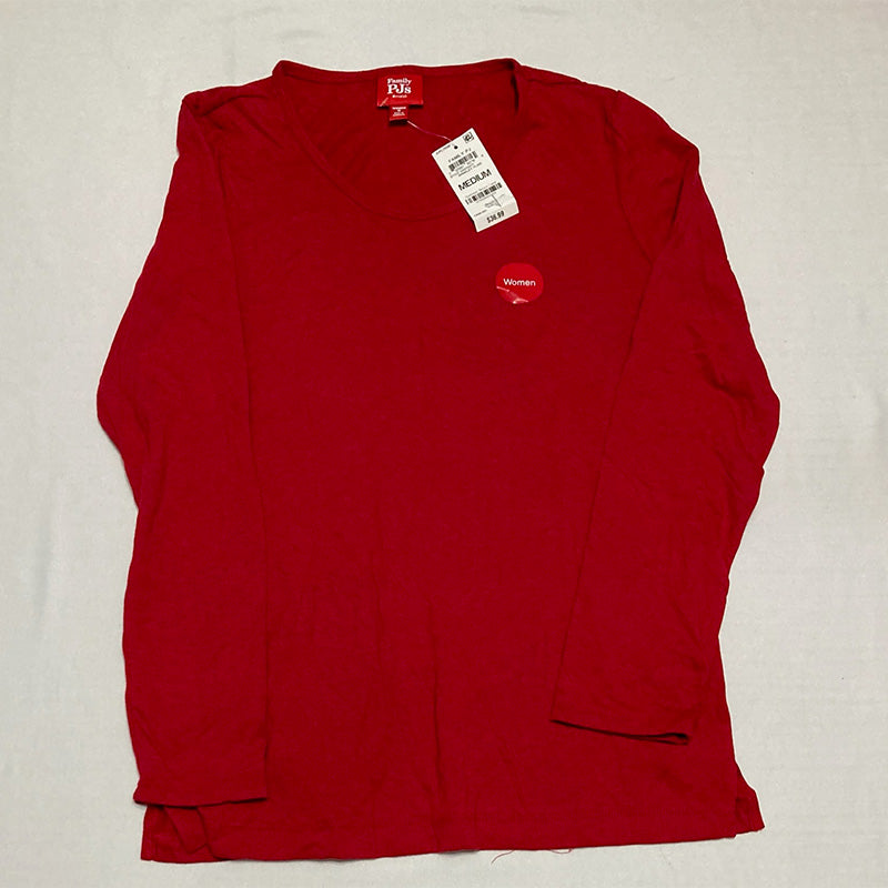 FAMILY PJs Sets Red Knit Elastic Band Solid Neck T-Shirt Red M