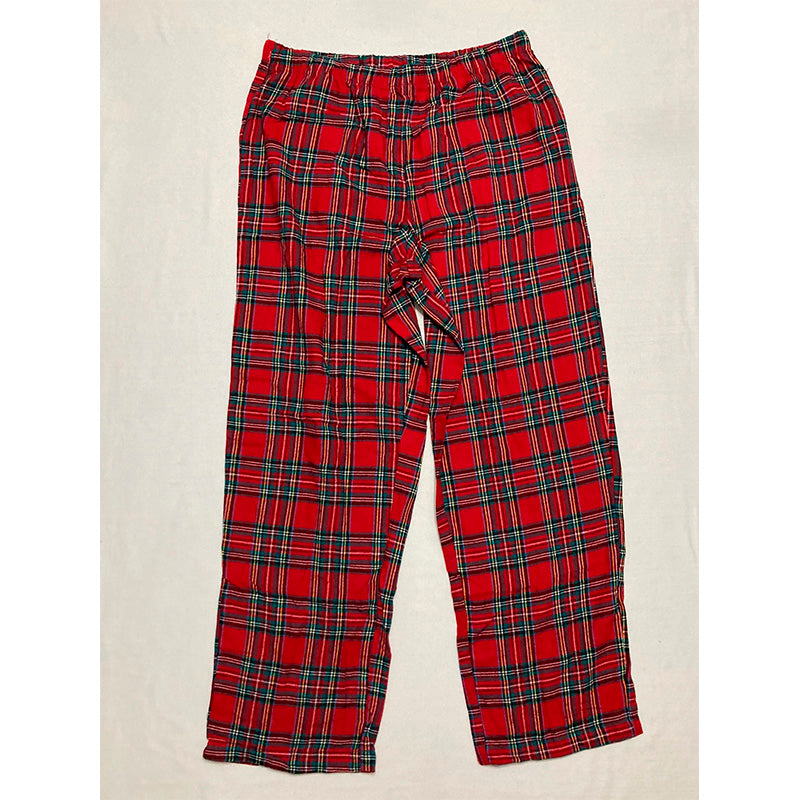 FAMILY PJs Sets Red Knit Elastic Band Solid Neck T-Shirt Red M