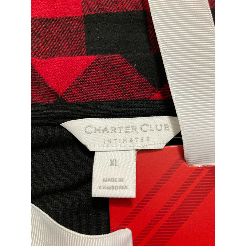 Charter Club Plaid Mix It Pajamas Set Black And Red XL