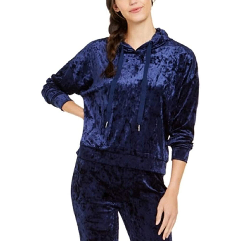 Alfani Velvet Sleep Hoodie, Midnight Velvet Blue XL