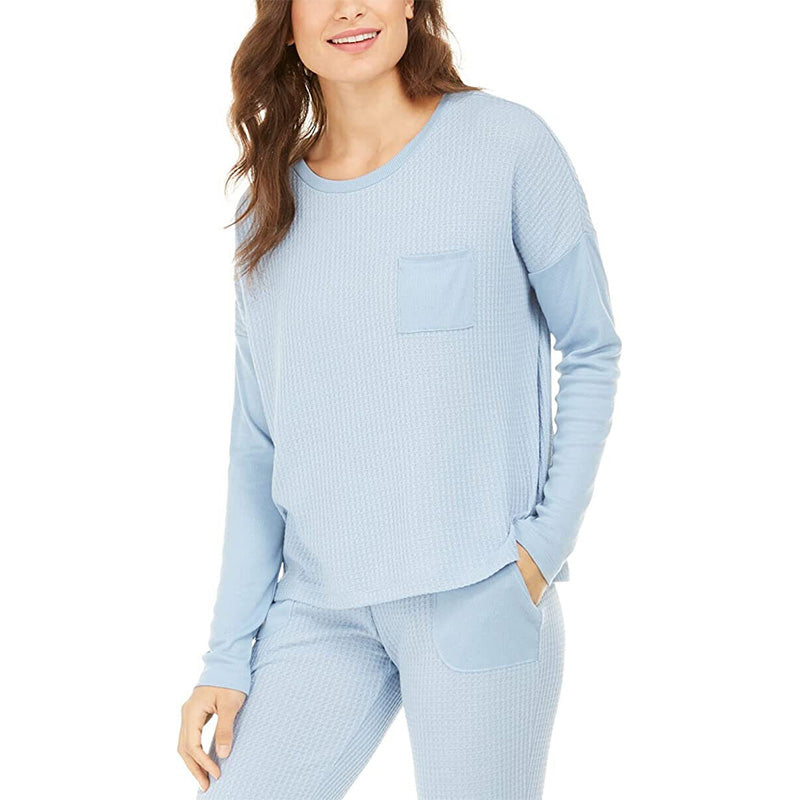 Alfani Thermal Only Pajama Top Soft Peri Blue L
