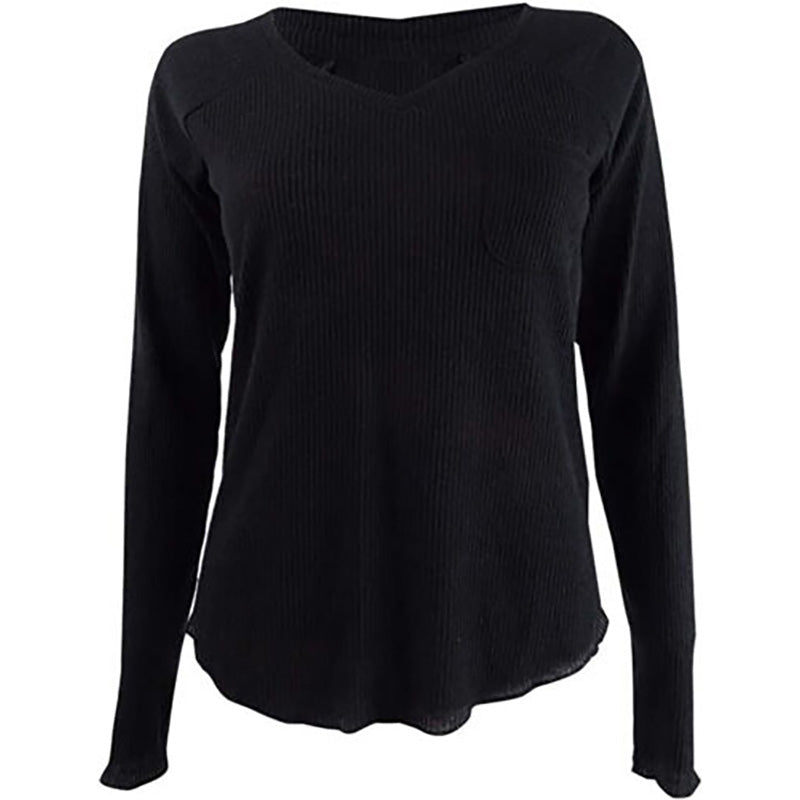 Jenni Ribbed Knit Only Pajama Top Black XS