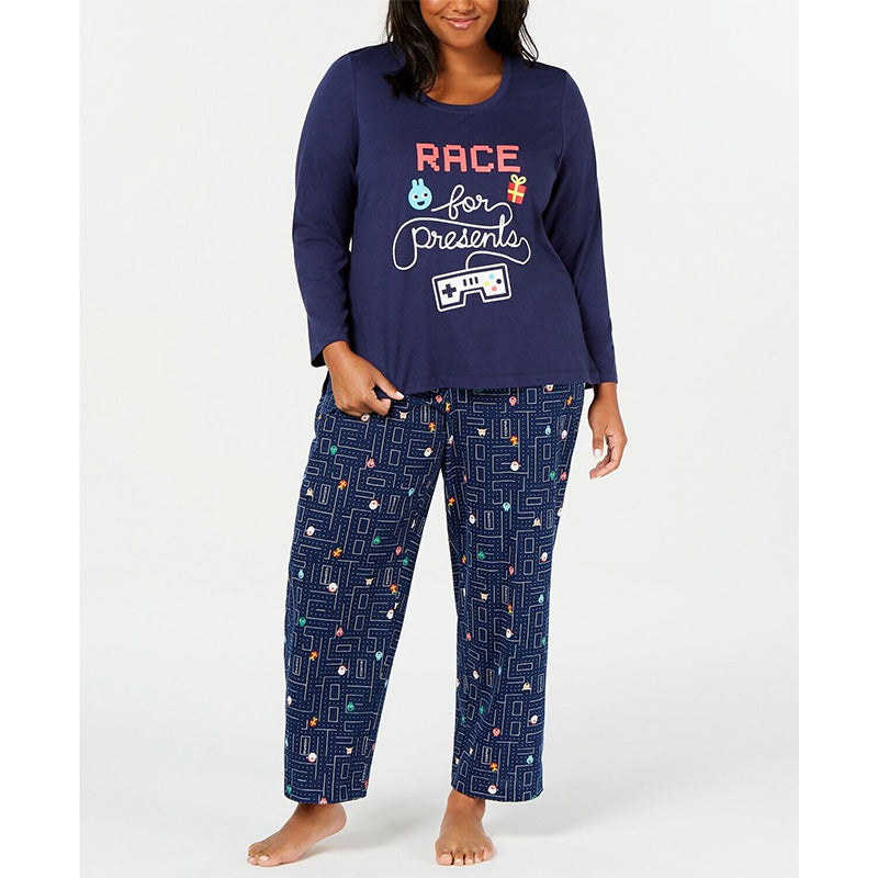 NWT Family Pajamas Matching Plus Size Race For Presents Pajama Set 3X