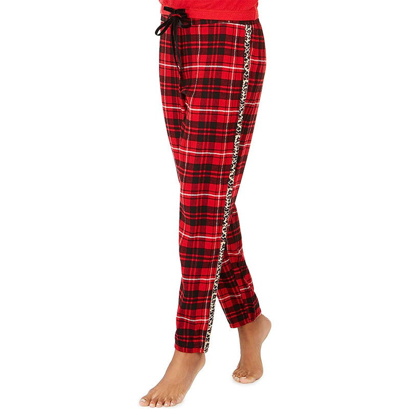 Jenni Lurex & Plaid Only Pajamas Pants Red M