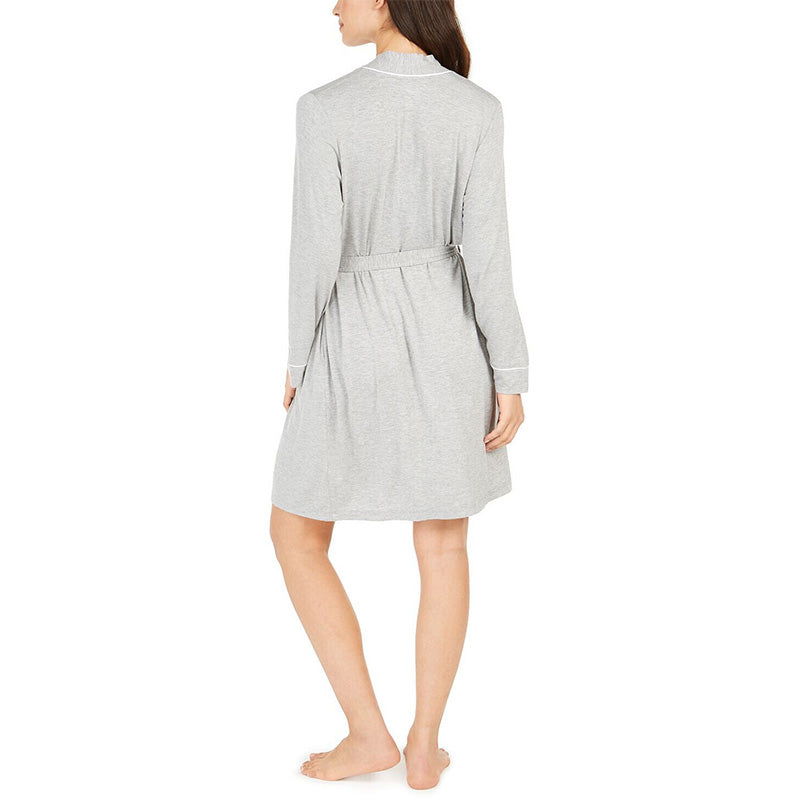 Alfani Contrast Trim Short Robe Gray 2XL