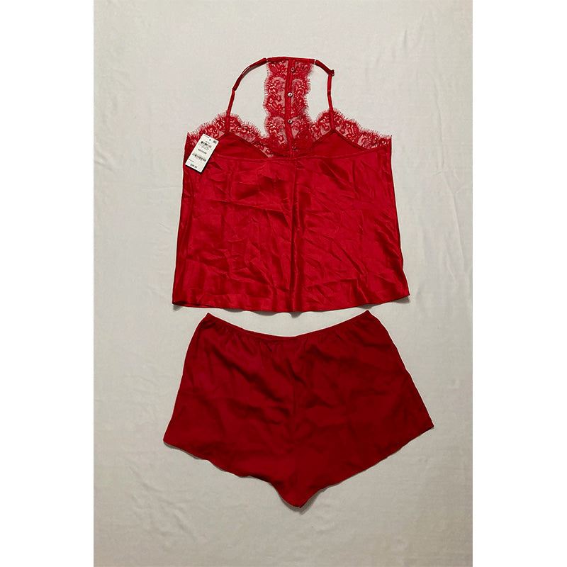 INC Lace-Trim Tank Top & Shorts Pajama Set Red M