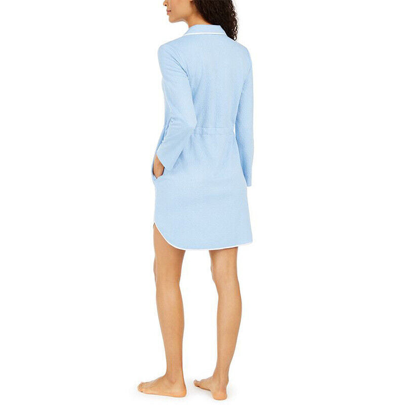 NWOT Charter Club Notch Collar Short Wrap Robe, Light Blue, XXL