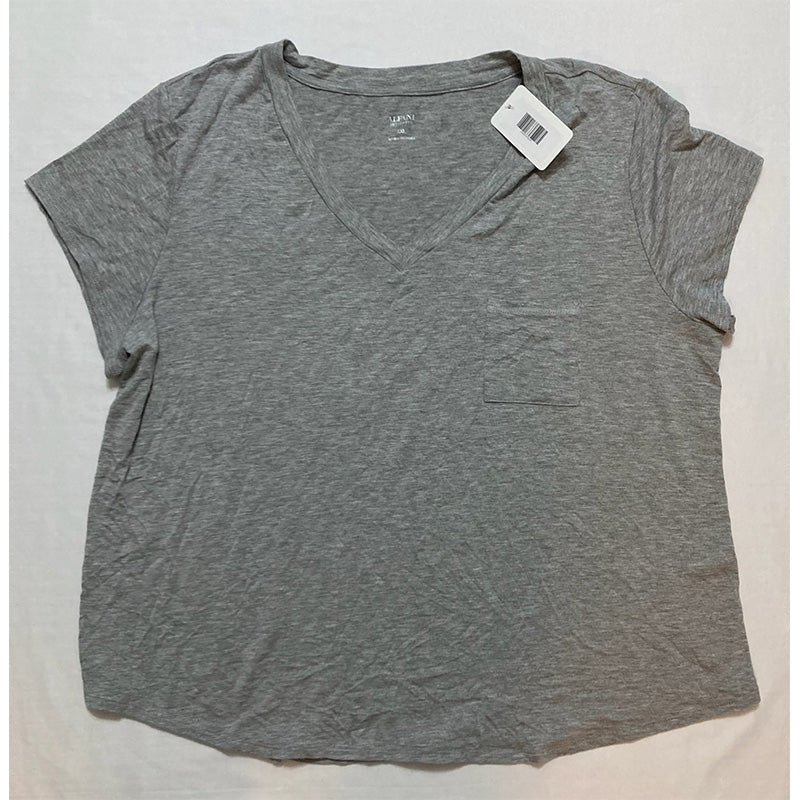 Alfani Essentials Ultra-Soft Knit Only Pajama Top Grey 2XL