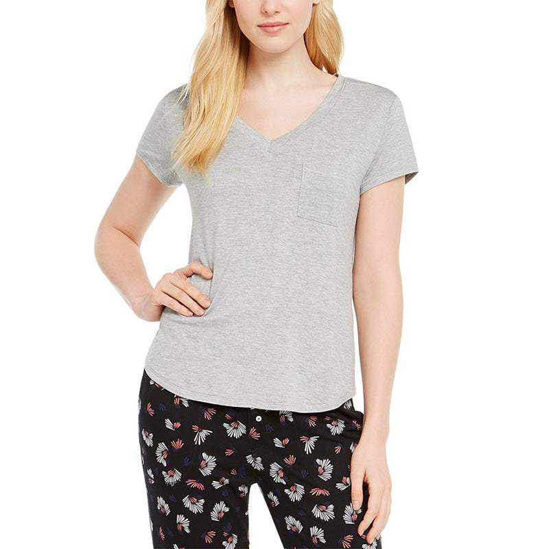 Alfani Essentials Ultra-Soft Knit Only Pajama Top Grey 2XL