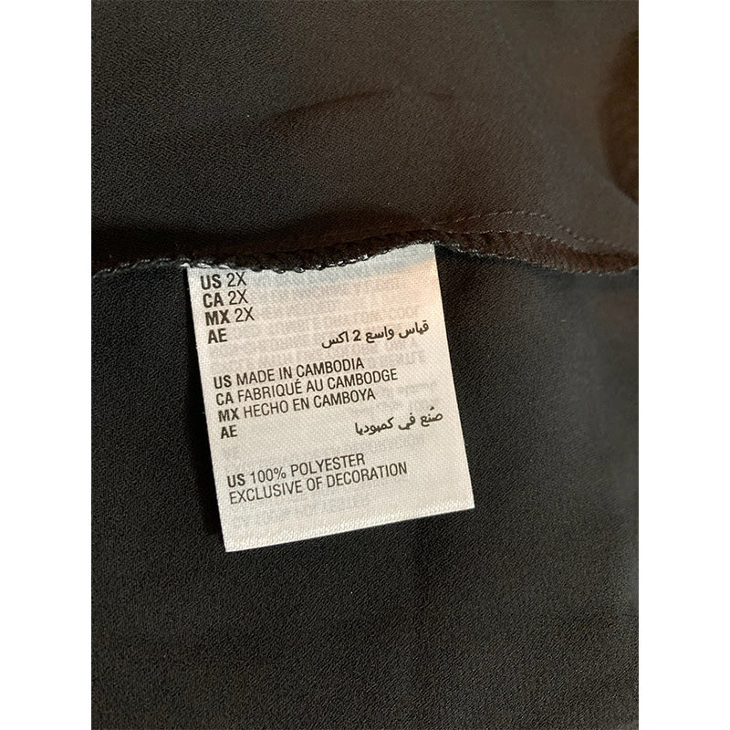 INC Lace-Trim Chiffon Wrap Robe Black 2X