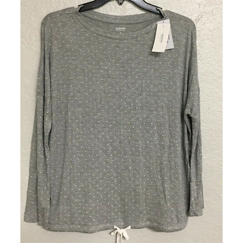 Alfani Okeo-Tex Tie-Waist Sleep Top Gray S