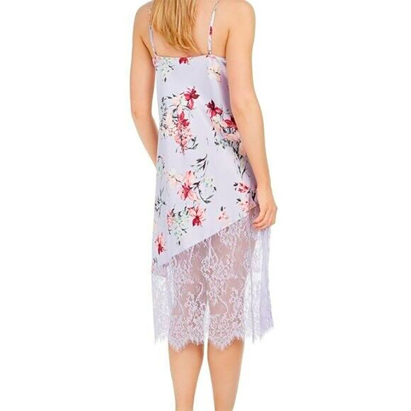 INC Floral-Print Lace Chemise Nightgown Purple XS