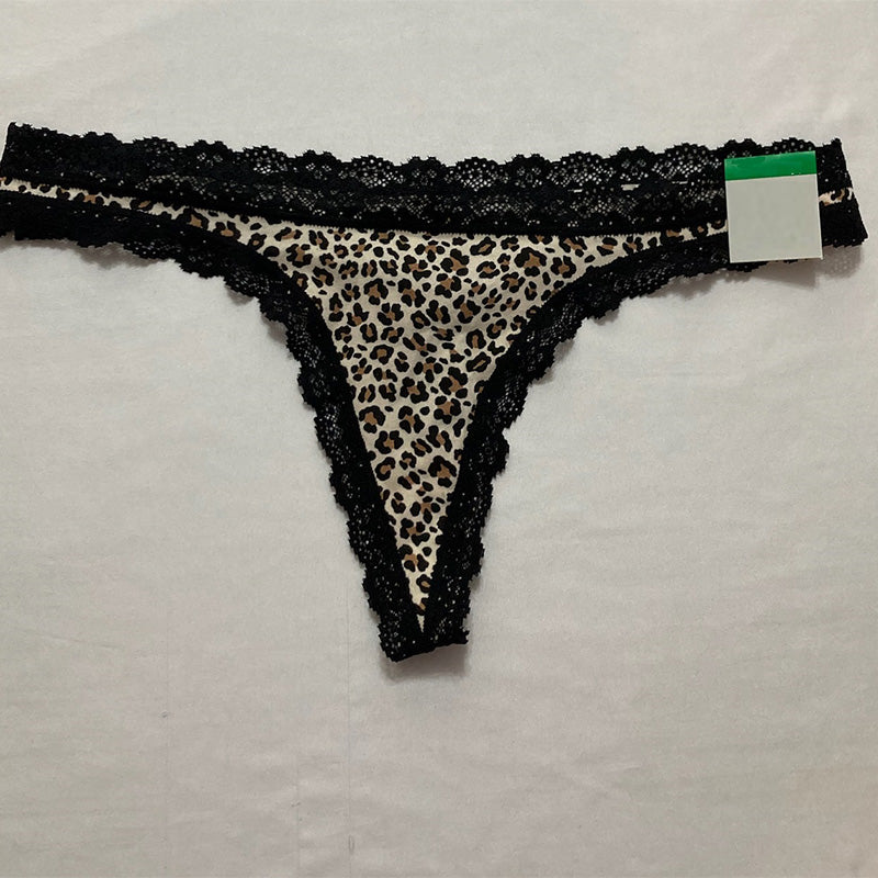 Jenni Lace-Trim Thong Wild Leo Nude M
