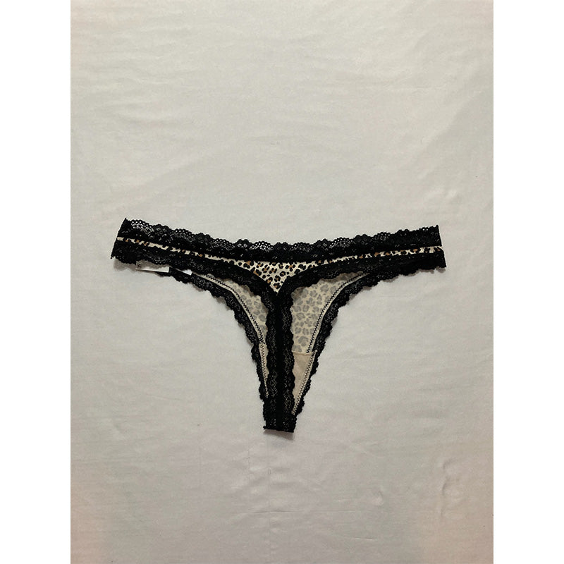 Jenni Lace-Trim Thong Wild Leo Nude M
