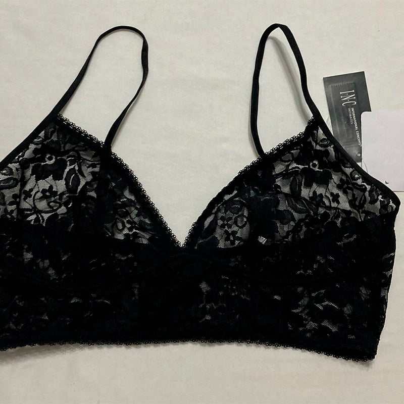 INC Intimates Floral Bralette Bra Black L