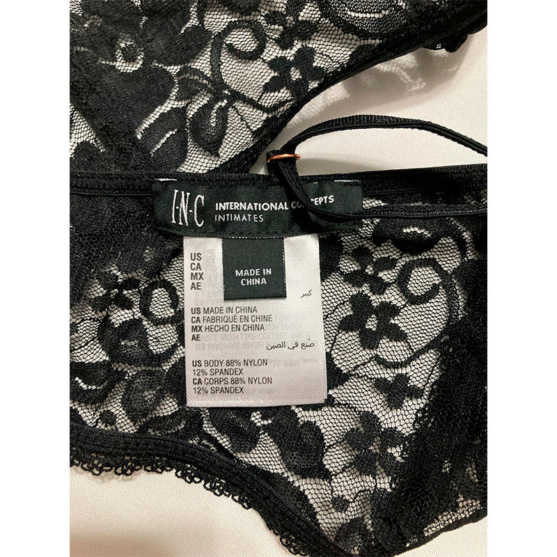INC Floral Bralette Bra Black S