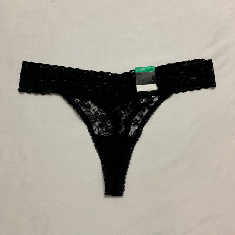 INC Lace-Trim Thong Underwear Black