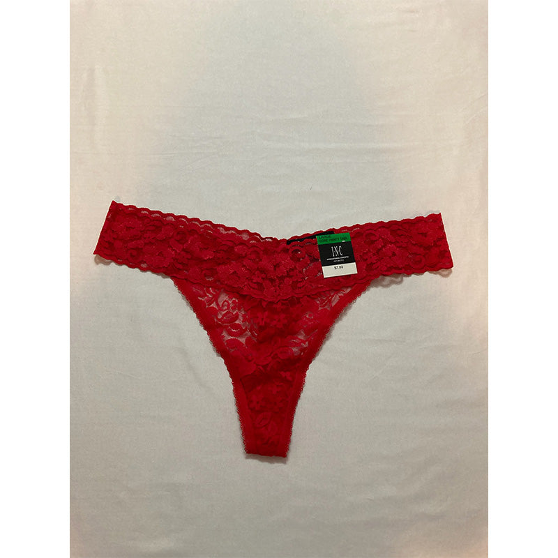 INC International Concepts Lace Thong Underwear Lingerie Red L
