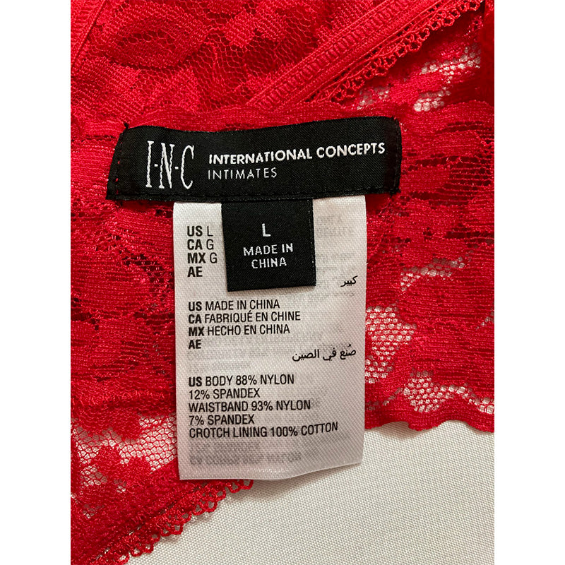 INC Lace Thong Underwear Lingerie Red L