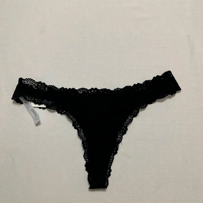 Jenni Women's Lace-Trim Thong Underwear Black M
