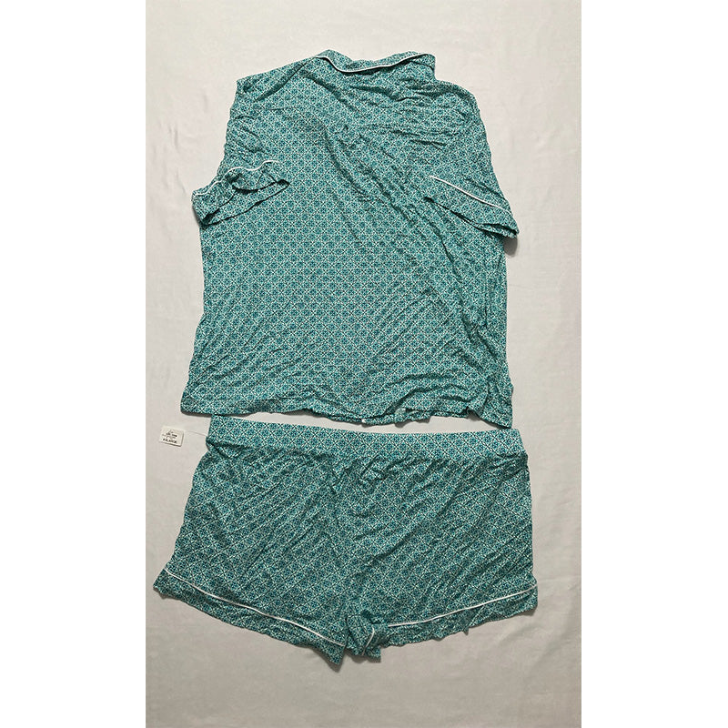 Alfani Notch Collar & Shorts Pajama Set Tile 2XL