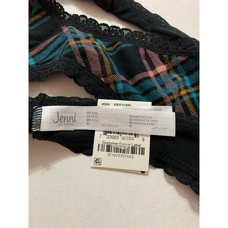 Jenni Lace Trim Bikini Underwear Multi Plaid 3XL