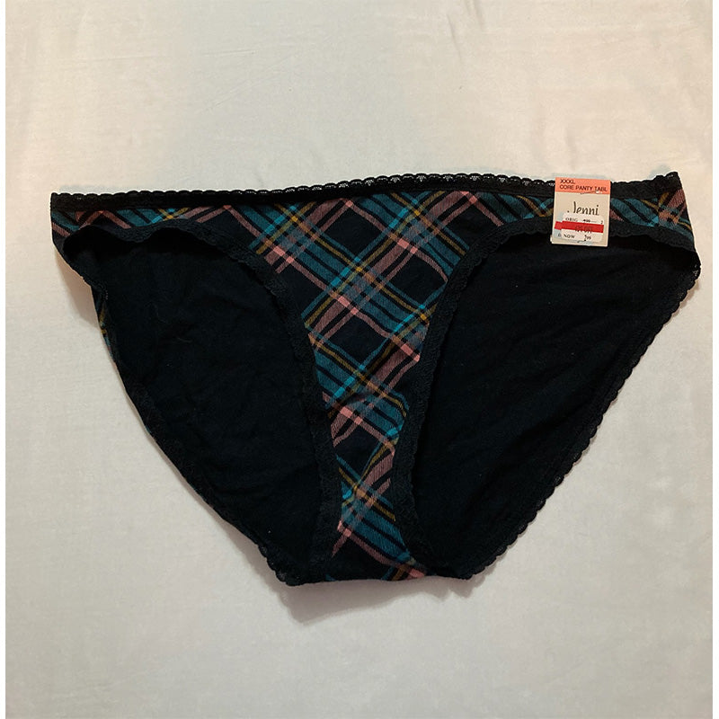 Jenni Lace Trim Bikini Underwear Multi Plaid 3XL