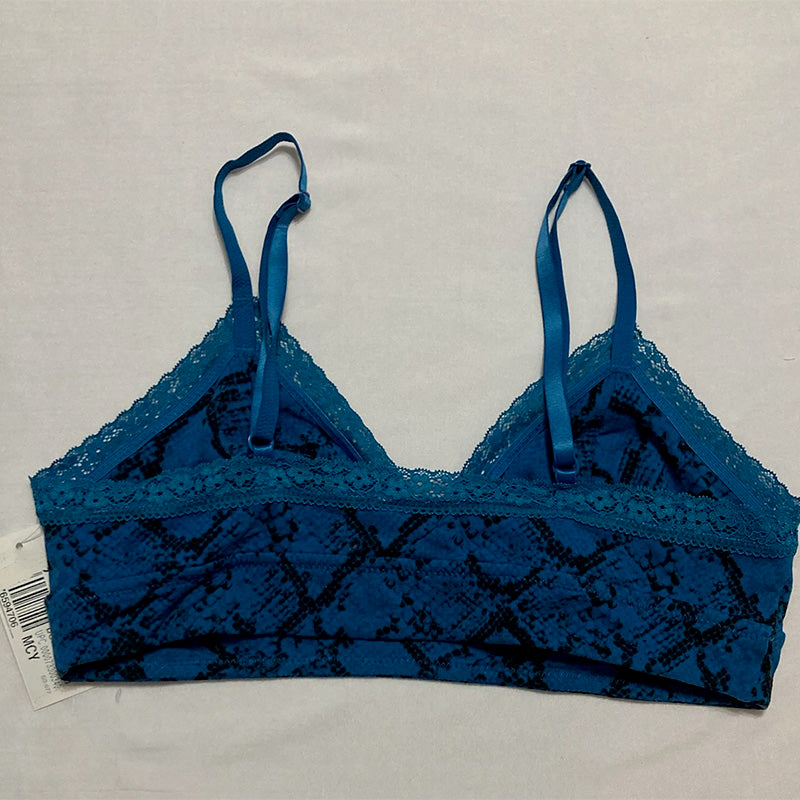 Jenni On Repeat Wide Lace Bralette Snake Blue M