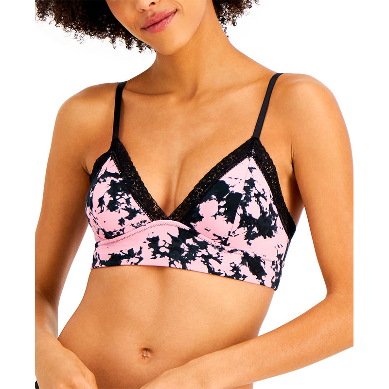 Jenni On Repeat Wide Lace Bralette Pink Tiedye M