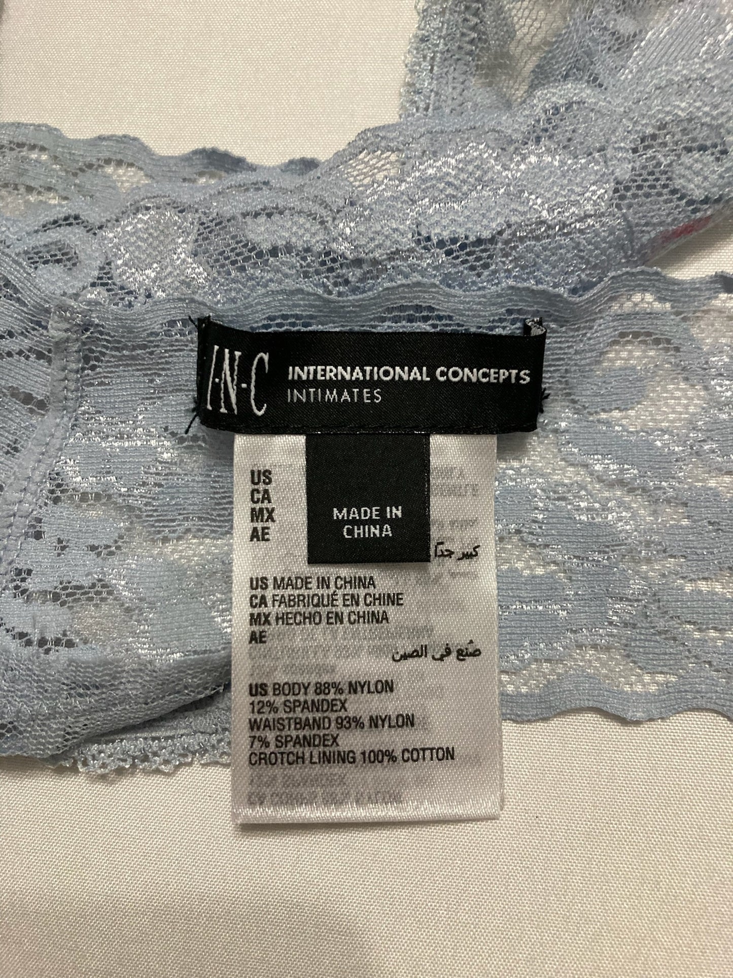 INC Lace-Trim Thong Underwear Zen Blue XL