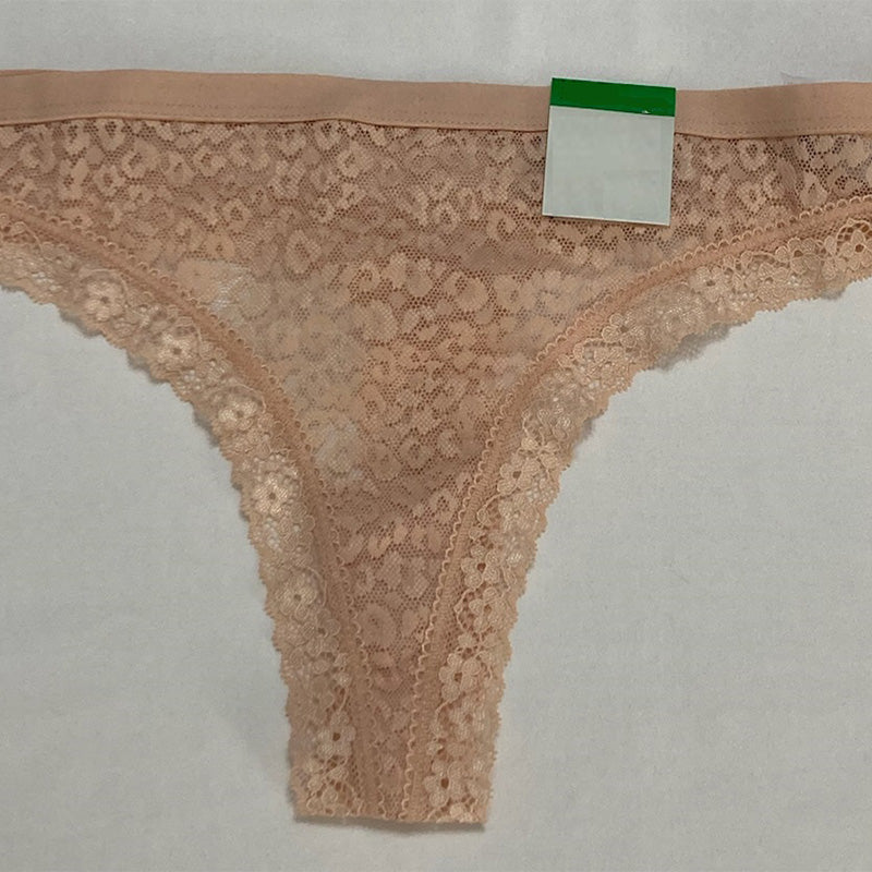 Jenni Leopard Lace Thong Beige L