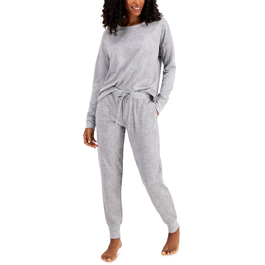 Alfani French Terry Pajama Set Grey Animal XL