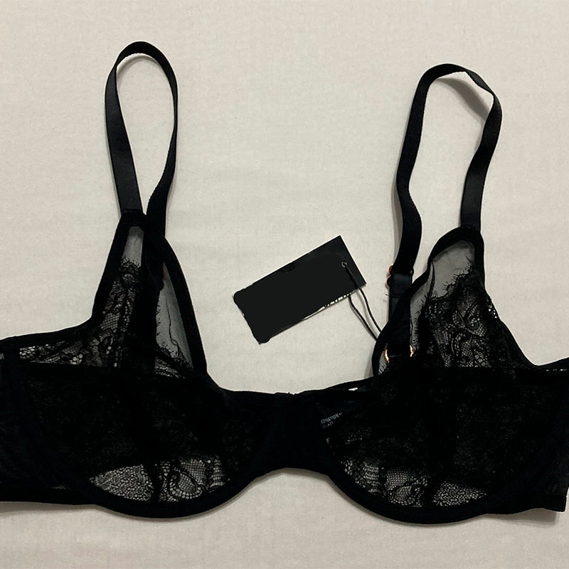 INC Underwire Lace Bra Black XL