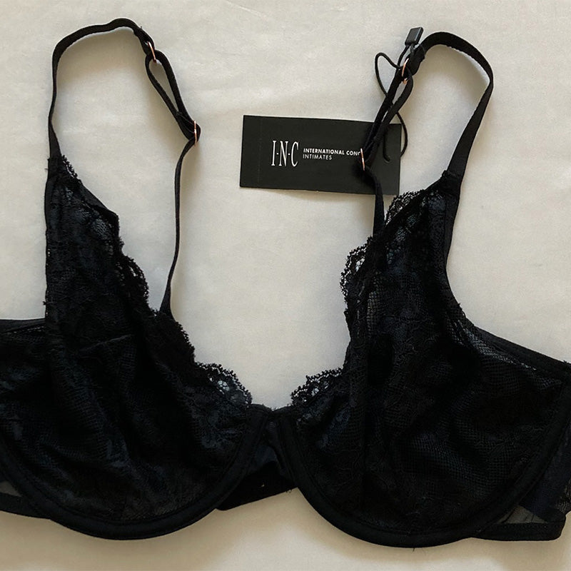 INC Apex Lace Bra Deep Black M