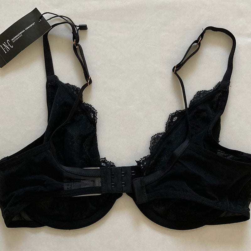 INC Apex Lace Bra Deep Black M