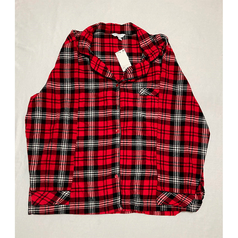 Charter Club Set Red Flannel Elastic Band Plaid Long Sleeve 2XL