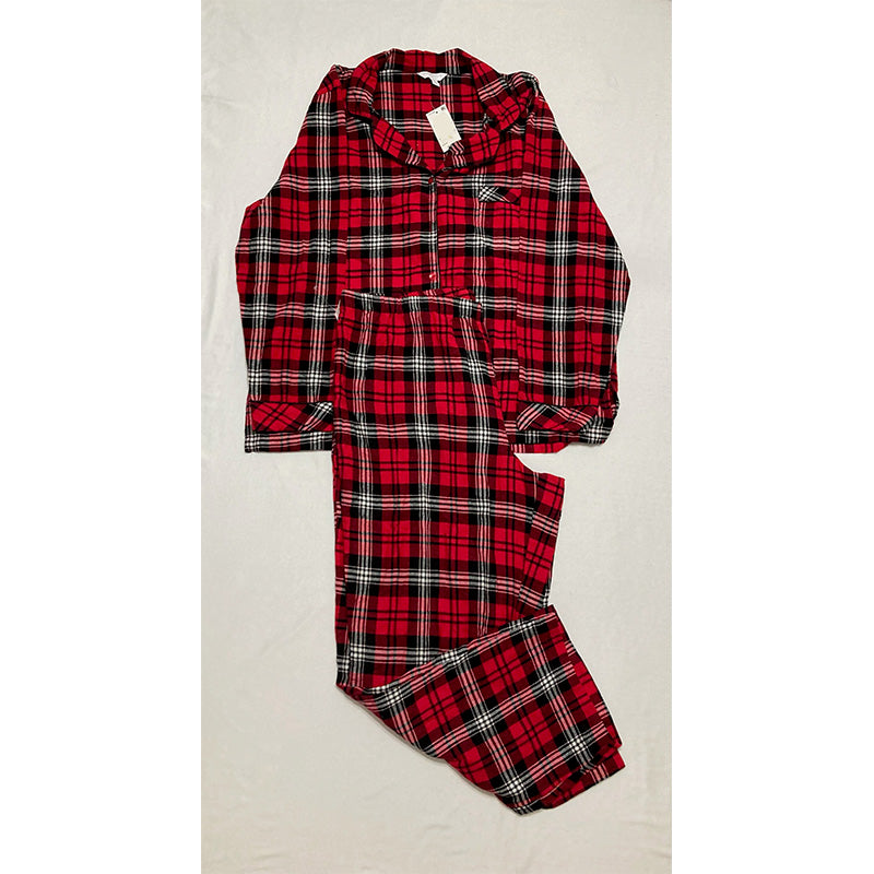 Charter Club Set Red Flannel Elastic Band Plaid Long Sleeve 2XL