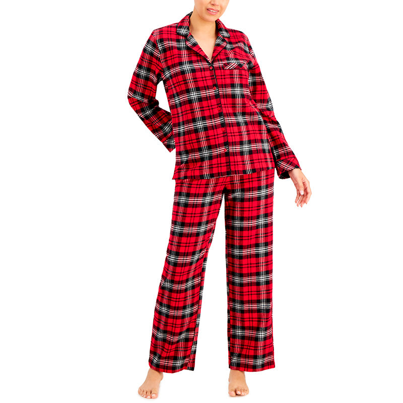 Charter Club Set Red Flannel Elastic Band Plaid Long Sleeve 2XL