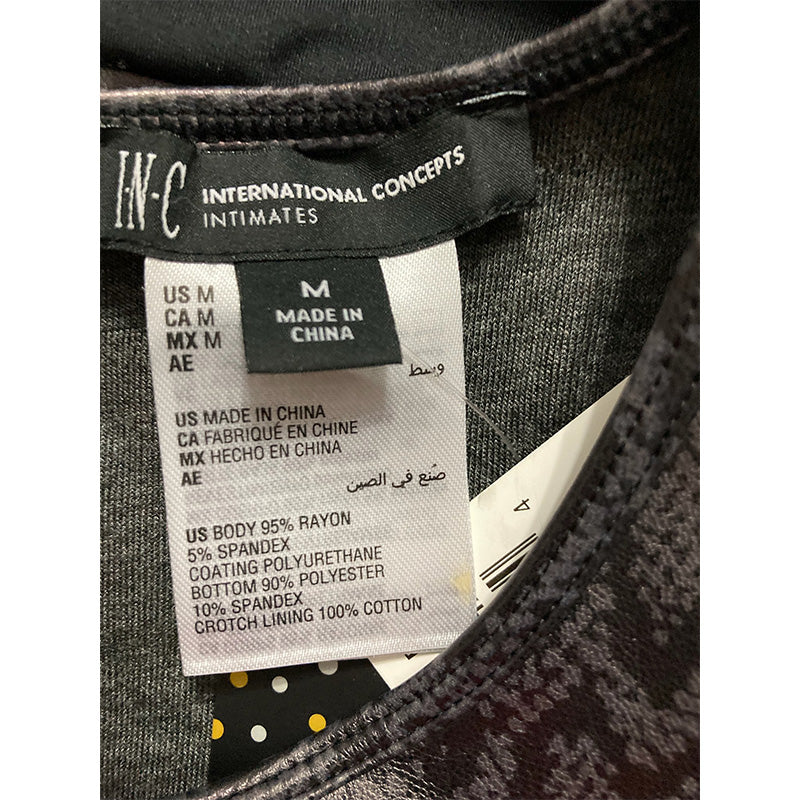 INC Faux Leather Snake Print Bodysuit M