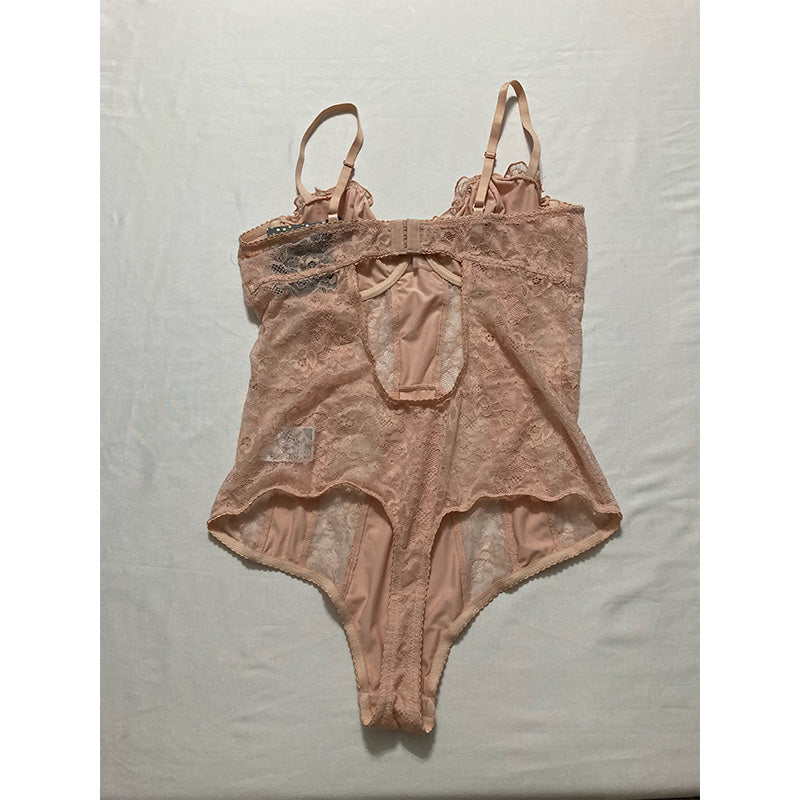 INC Solid Lace Cup Bodysuit Beige L