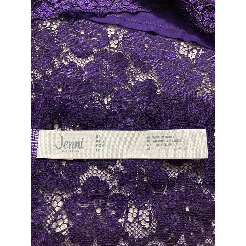 Jenni Lace-Trim Thong Underwear Purple L