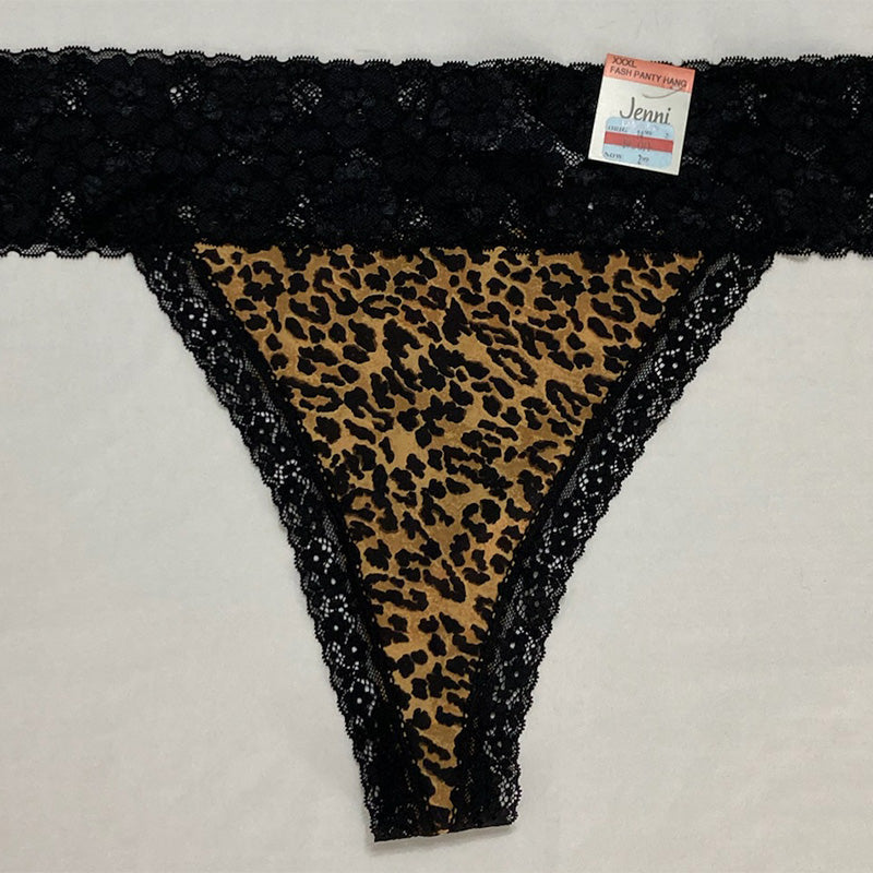 Jenni Lace-Trim Thong Underwear Beige 3XL