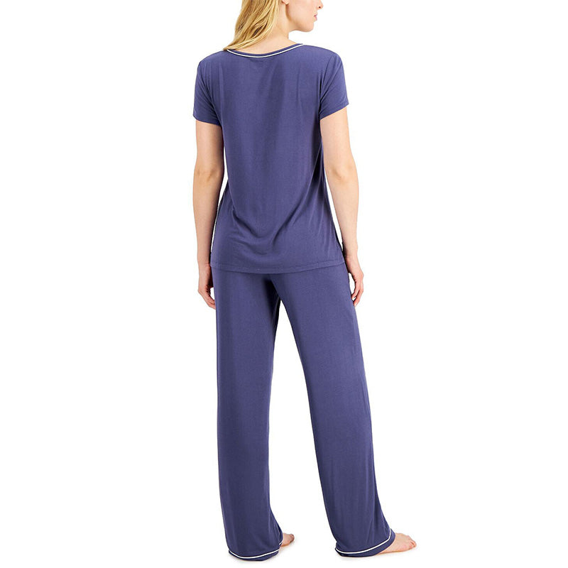 Alfani Ultra-Soft Pajama Set Midnight Denim Blue XS