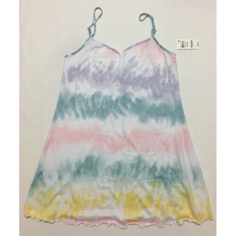 Jenni Ribbed Only Chemise Nightgown Rainbow Tie Dye Multicolor M