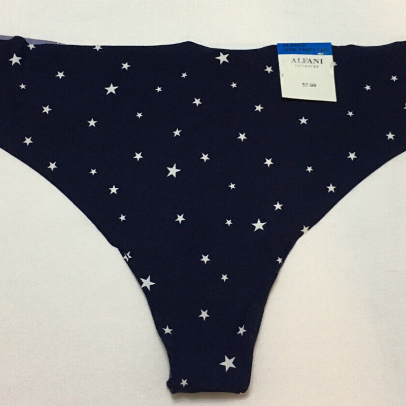 Alfani Laser-Cut Thong Underwear Navy Star XL