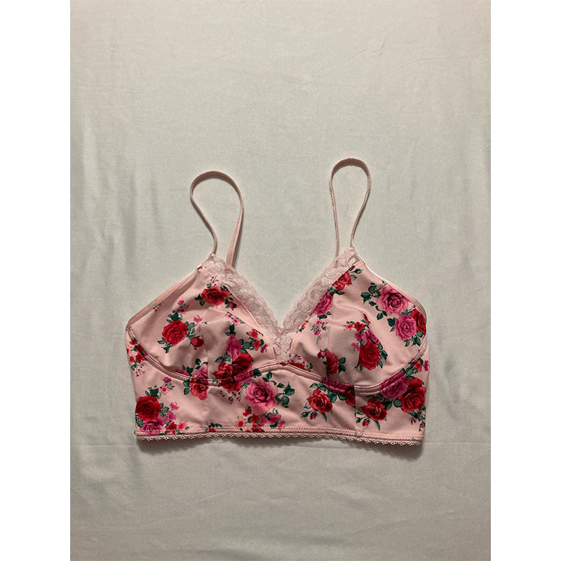 INC International Concepts Floral Lace-Trim Bralette Pink S