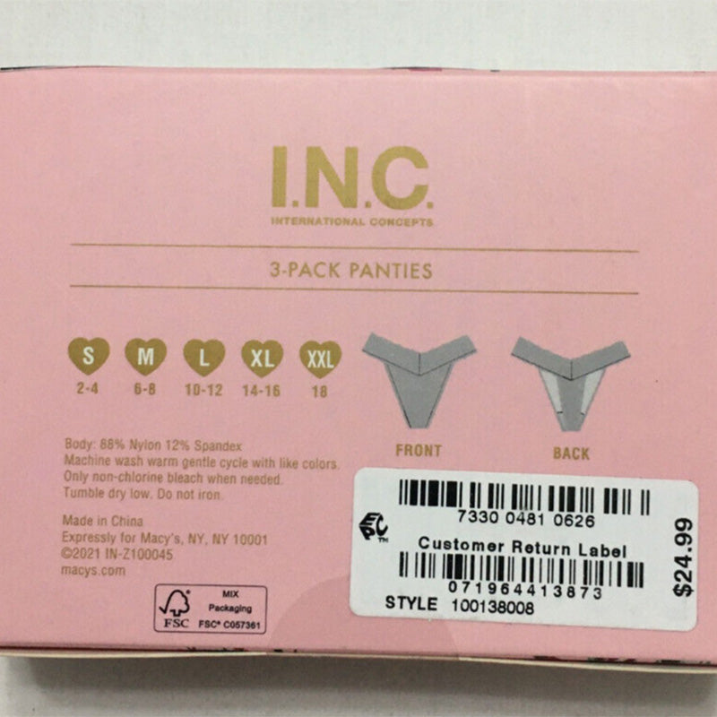 INC 3 Lace Thong Underwear Multicolor M