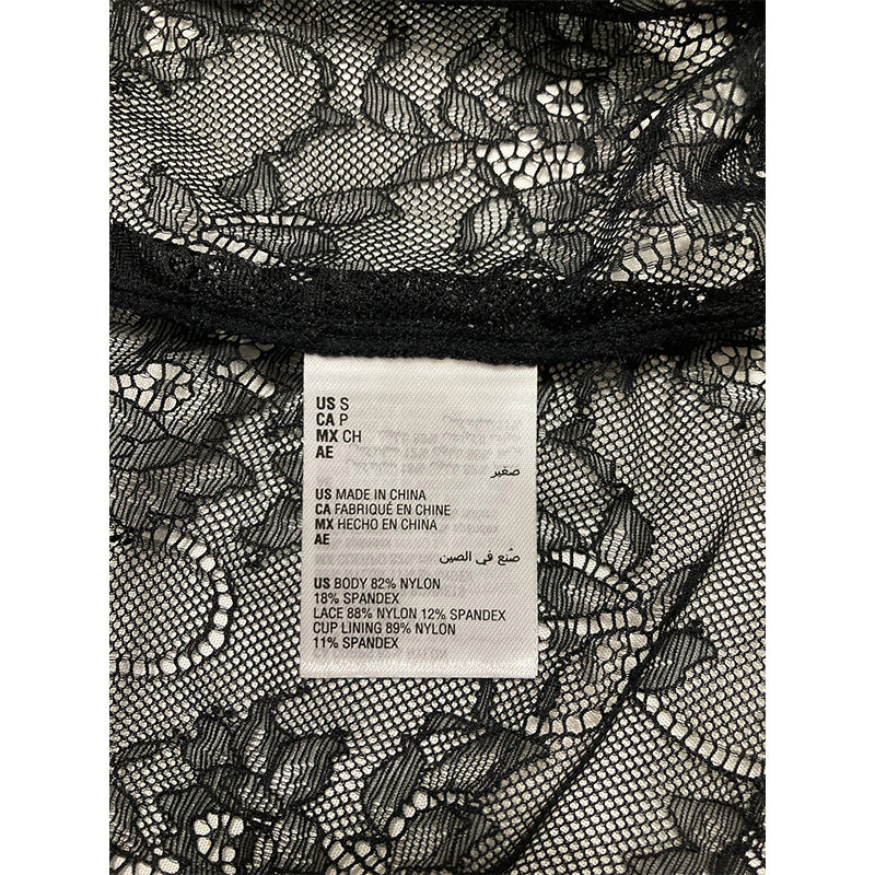 INC Lace & Chiffon Nightgown Lingerie Black S