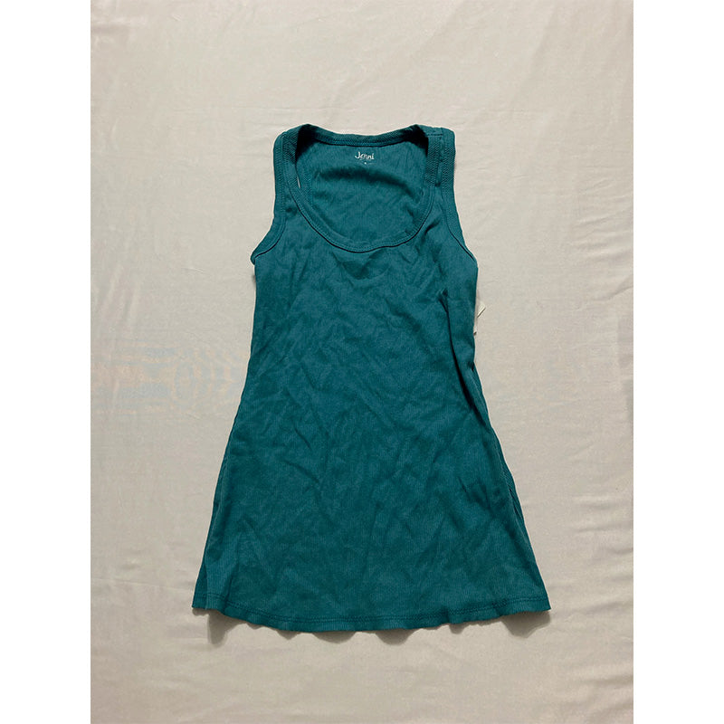 Jenni Women's Solid Ribbed Tank Top Blue S